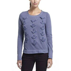 Lilka Anthropologie Fisherman Knot Terry Top Blue Pullover Sweater S New